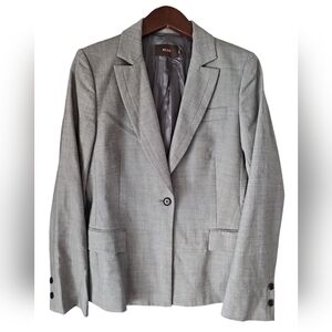 REISS Women's 1 Button Single Breasted Wool‎ Blend Gray CLARET Blazer 8 US